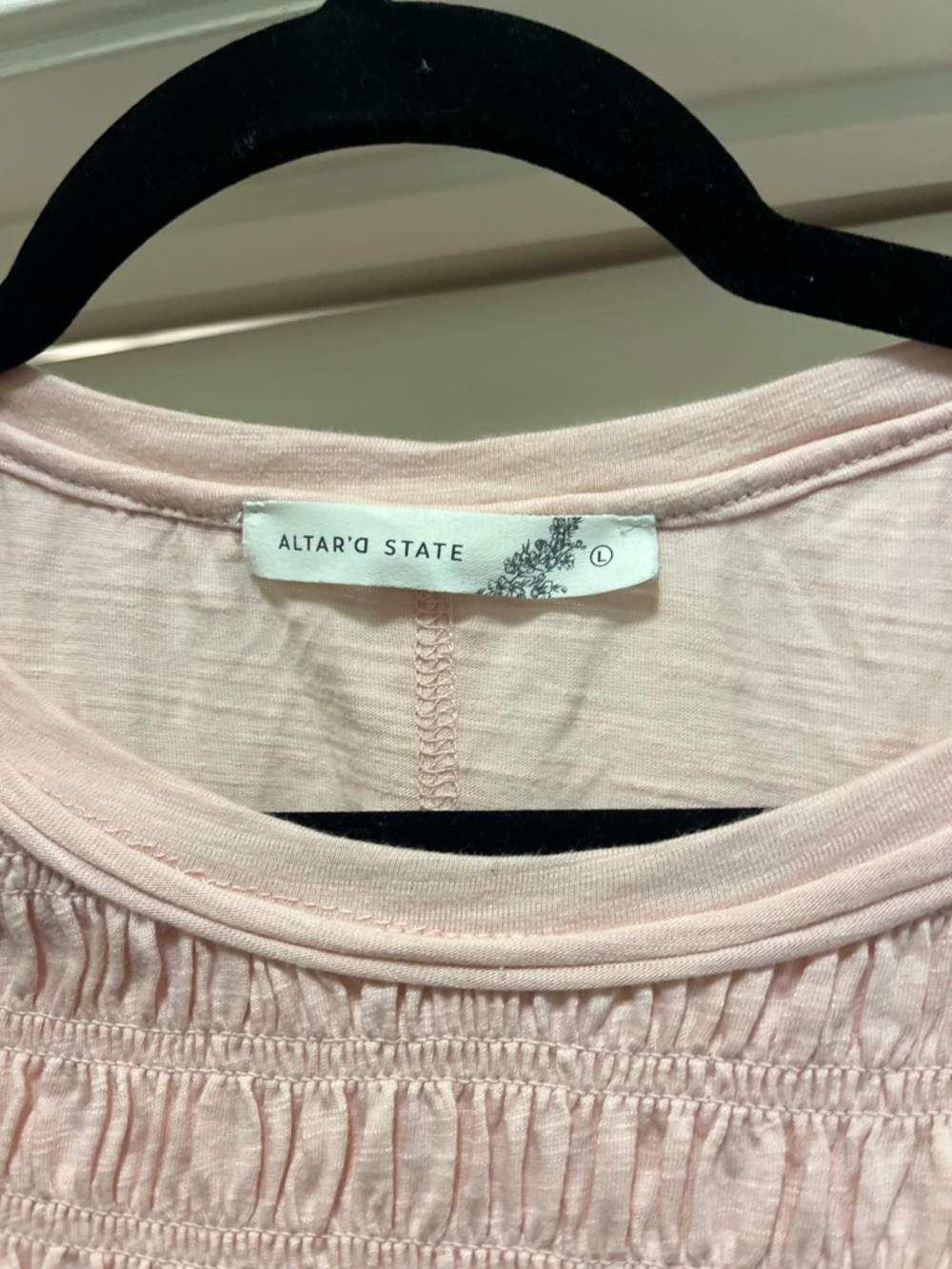 Smocked Light Pink Ruffle Hem Tee - Picture 3 of 4